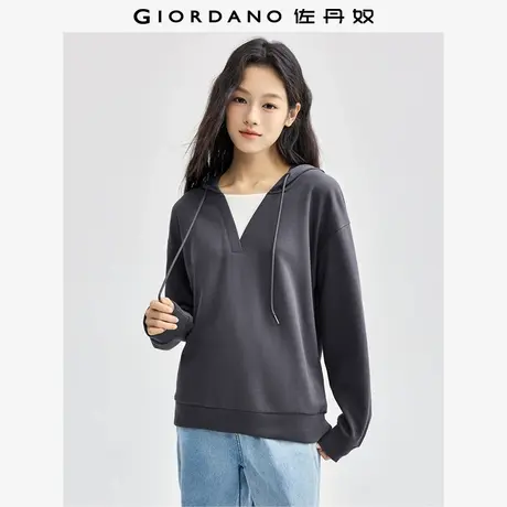佐丹奴外套女装假两件拼接连帽针织套头卫衣 05324838商品大图