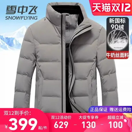 雪中飞立领短款男士羽绒服2025新款冬季外套大码商务休闲鸭绒服装商品大图