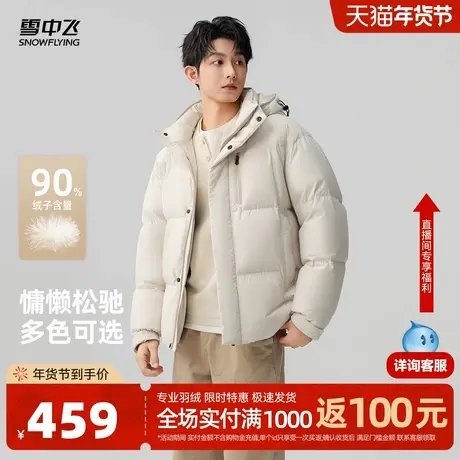 雪中飞2026春新款羽绒服男士都市时尚休闲简约连帽百搭面包服商品大图