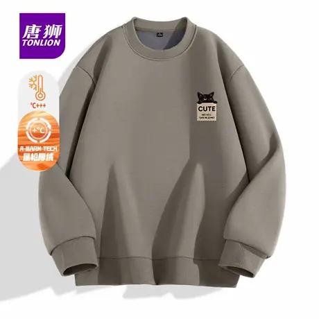 唐狮官方重磅奥利绒卫衣男款2026冬季新款加厚上衣男士加绒外套YB商品大图