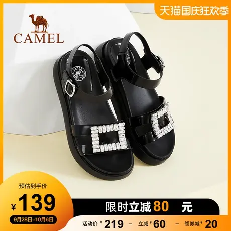 骆驼女鞋夏季新款日常休闲中跟时装凉鞋女图片