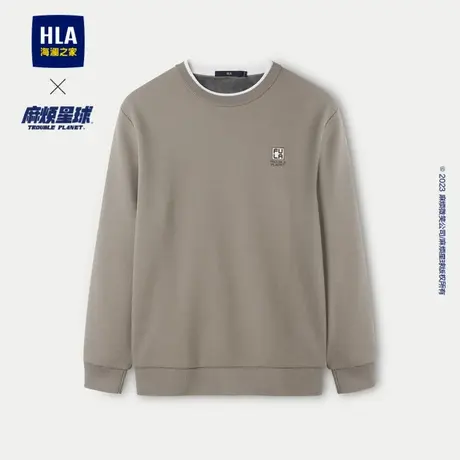 HLA/海澜之家麻烦星球联名系列针织衫23秋冬新加绒加厚双领毛衣男商品大图