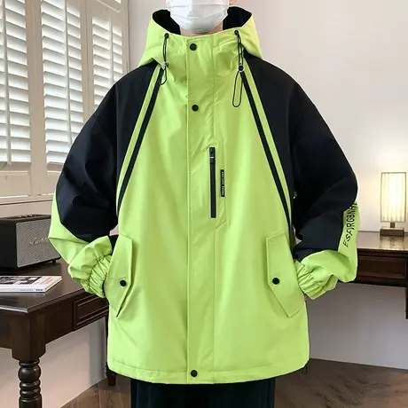 秋冬季撞色加棉加厚夹克男青少年棉衣韩版潮流学生连帽保暖防寒服商品大图