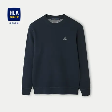 HLA/海澜之家含莫代尔长袖针织衫23秋冬新圆领加厚加绒保暖毛衣男图片