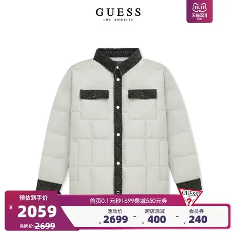 【宋江明星同款】GUESS23新秋男士时尚翻领拼接牛仔棉服-MN3W4862图片