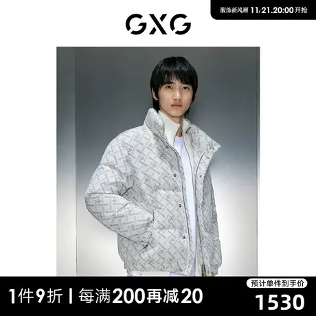 GXG男装 商场同款灰色提花短款羽绒服 23年冬季新品GEX1D2529724商品大图