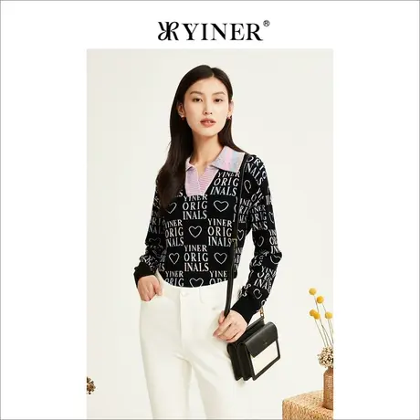 YINER音儿线上专选女装冬季字母polo针织衫图片