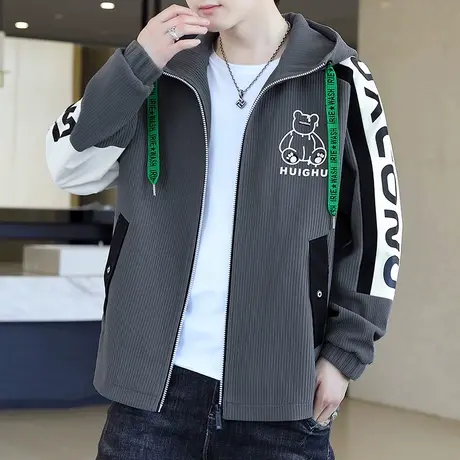 夹克男士春秋季2022韩版潮流ins工装外套休闲青少年新款连帽上衣图片
