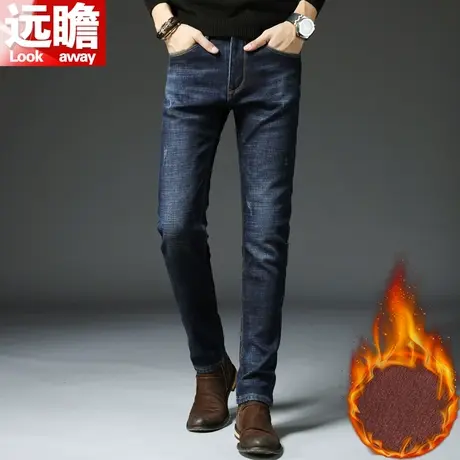加绒牛仔裤男修身小脚2022新款韩版男裤冬季青年长裤潮流弹力裤子商品大图