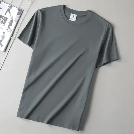 230g重磅纯棉短袖t恤男装夏季半袖宽松圆领衣服液氨全棉纯色体恤商品大图
