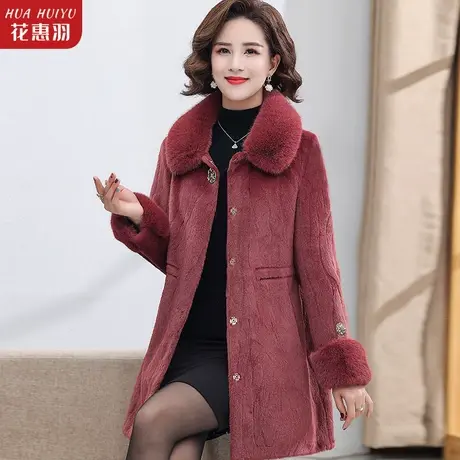 中老年冬装女外套加绒加厚保暖上衣妈妈装水貂绒大衣毛呢大衣衣服图片