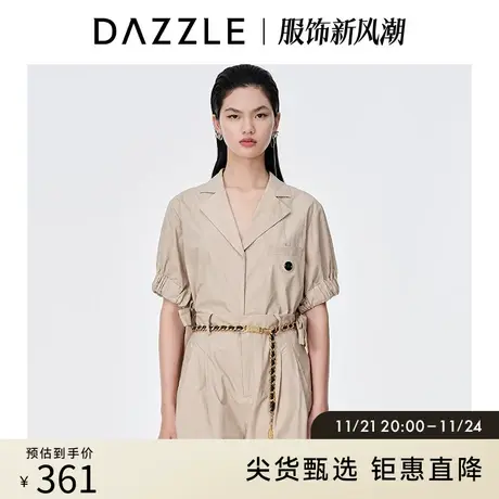DAZZLE地素奥莱夏季西装领气质小众绑带法式衬衫上衣女图片