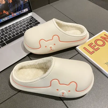 秋冬棉拖女款厚底超软可爱拖鞋奶呼呼小熊鞋拖懒人百搭保暖居家鞋商品大图