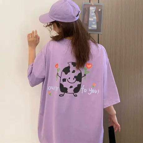 欧美短袖t恤女2021宽松韩版纯棉半袖设计感小众辣妹风上衣服ins潮商品大图