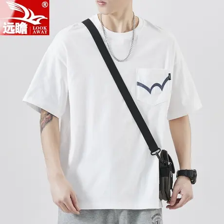夏季纯棉短袖t恤男生2023新款百搭ins潮流美式半袖休闲宽松上衣服图片