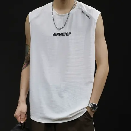 冰丝轻薄背心男潮坎肩男士t恤无袖跨栏运动健身篮球男款大码夏季图片