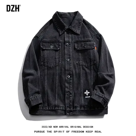 男士痞帅牛仔外套男春秋款潮牌潮流百搭青少年男装帅气学生夹克男商品大图