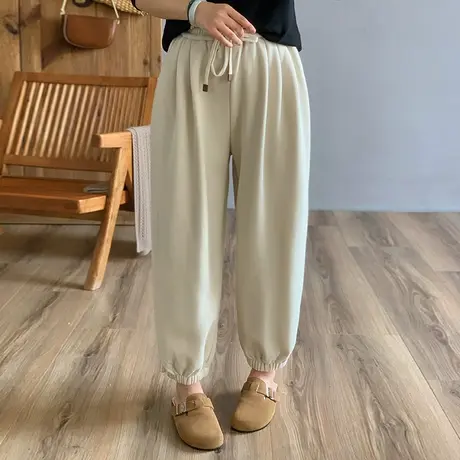 dza 高腰显瘦宝宝绒加厚哈伦裤子女秋冬百搭卫裤休闲宽松直筒女裤图片