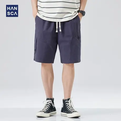 hansca日系工装短裤男夏季薄款潮牌宽松百搭纯色休闲直筒五分裤子商品大图