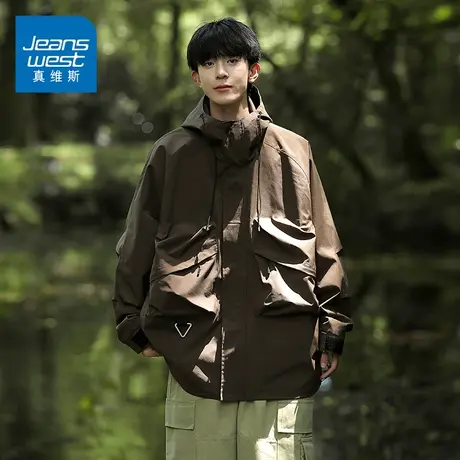 KZ真维斯秋冬季山系冲锋衣夹克外套男生痞帅防风衣服外穿男装冬装商品大图