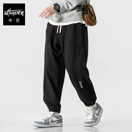 伟臣潮牌大码男装春夏新品休闲裤男胖子加肥加大束脚裤肥佬小脚裤商品大图