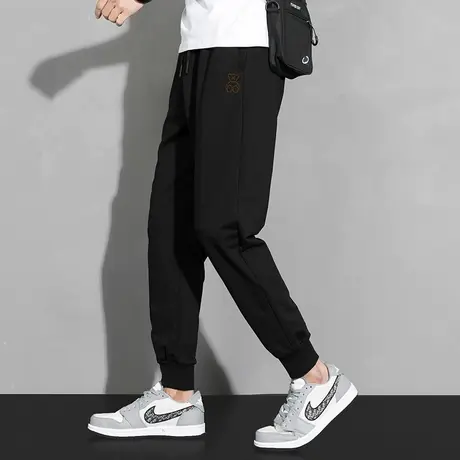 长裤子男春秋季黑色休闲运动裤加绒九分小脚束脚小熊卫裤潮流百搭商品大图