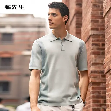 MrBu布先生微廓形拼接纯棉针织男t恤春夏减龄翻领Polo衫AT11825商品大图