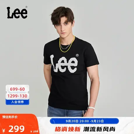 Lee商场同款23秋冬新品大Logo印花圆领男款短袖T恤潮流LMT0065673商品大图