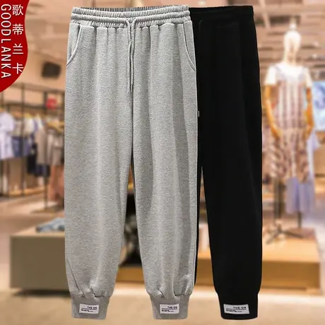 中年40岁胖妈妈束脚运动裤子纯棉长裤秋冬装新款加肥加大码卫裤女图片