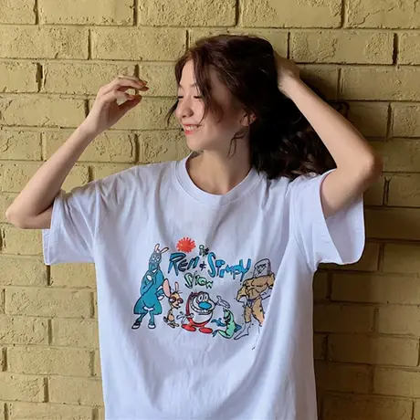 超火cec短袖t恤女装2021新款潮ins学生宽松泫雅慵懒风丧系上衣服图片