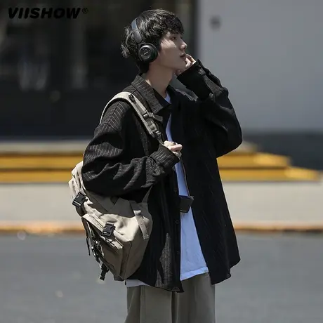 VIISHOW衬衫男春秋日系百搭宽松内搭长袖衬衣ins潮流学院风外套商品大图