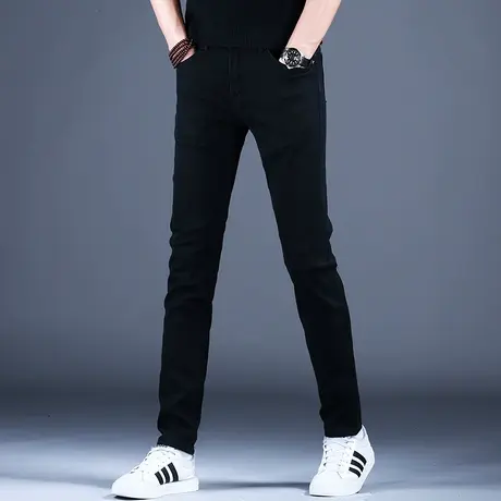 黑色印花暗纹牛仔裤男款弹力百搭高端潮牌裤子2023新款秋款季男裤商品大图