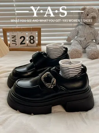 厚底乐福鞋女2024春季新款英伦风棕色小皮鞋美拉德复古玛丽珍单鞋商品大图