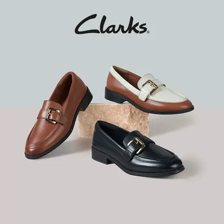 Clarks其乐女鞋年秋季乐福鞋女英伦平底单鞋小皮鞋通勤豆豆鞋图片