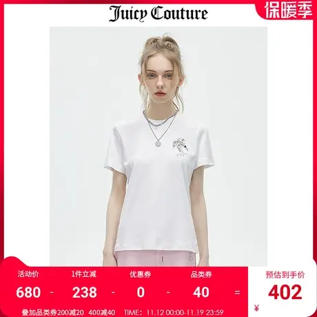 Juicy Couture橘滋T恤女2023夏季新款时尚简约轻奢纯棉短袖上衣白商品大图