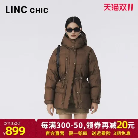 LINCCHIC金羽杰2023年秋冬新款高街连帽面包羽绒服女Y23802320商品大图