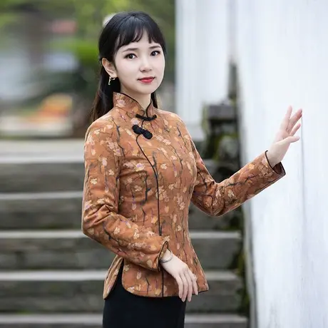 筠雅唐装女冬棉袄改良中国风上衣棉衣加厚保暖夹复古棉麻中式外套商品大图