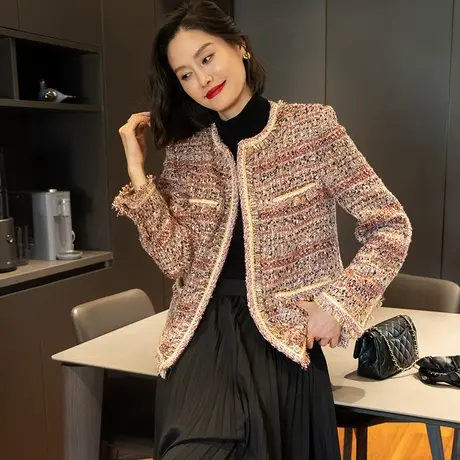 法式复古高级感小香风外套粗花呢秋季新款女士气质短款上衣1035商品大图