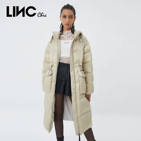 LINC金羽杰羽绒服女2023冬新款反季连帽女款中长款面包服断码清仓图片