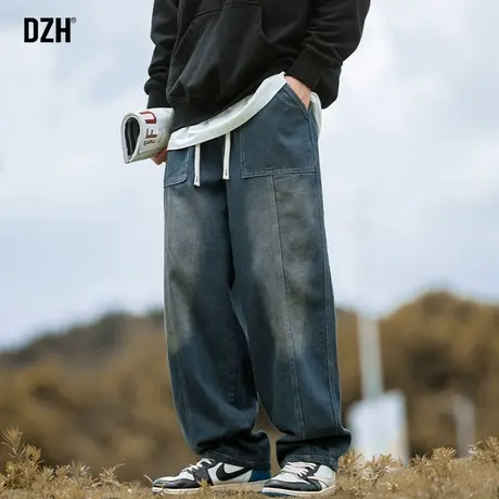 男士阔腿裤直筒牛仔裤男款秋季宽松垂感裤子2023新款美式休闲长裤商品大图