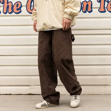 男士美式复古工装裤男款秋季2023新款宽松裤子直筒休闲裤运动长裤商品大图