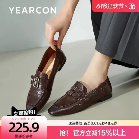 意尔康真皮复古乐福鞋女2025新款夏季羊皮小皮鞋通勤工作单鞋女图片