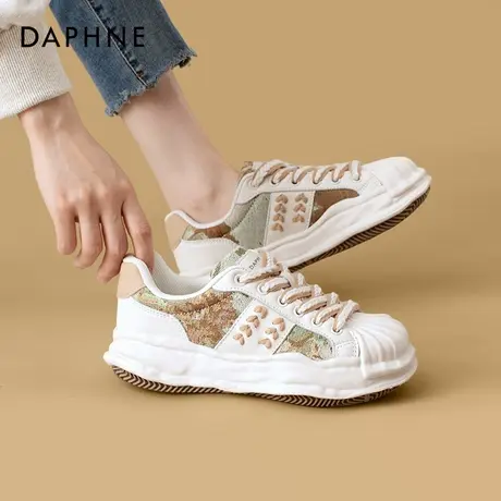 达芙妮贝壳头溶解小白鞋女2025新款夏季透气鞋子女鞋休闲厚底板鞋图片