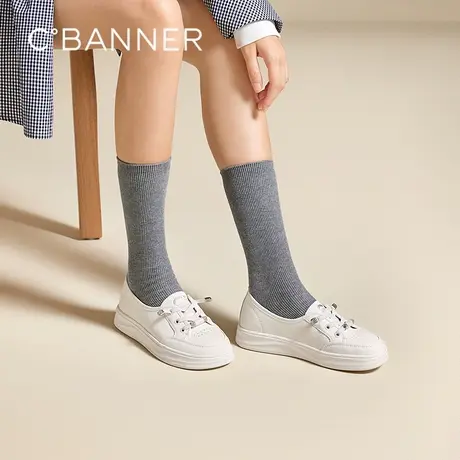 【上新】千百度厚底小白鞋女2025秋季新款时尚休闲板鞋透气运动鞋图片