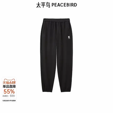 【商场同款】太平鸟男装 锥形垂顺舒适字母刺绣休闲裤 B2GME3279图片