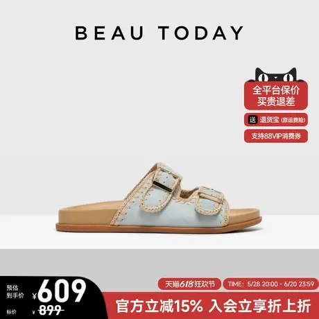 BeauToday厚底勃肯拖鞋女款2025新款春夏季罗马凉鞋BT时尚一字拖商品大图