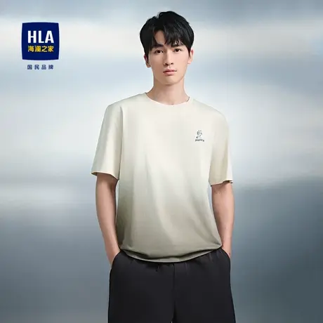 HLA/海澜之家2025布鲁伊联名系列短袖T恤舒适圆领纯棉渐变短袖男图片