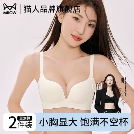 猫人女士内衣提拉聚拢杯小胸显大3D立体支撑收副乳防滑无痕文胸女商品大图