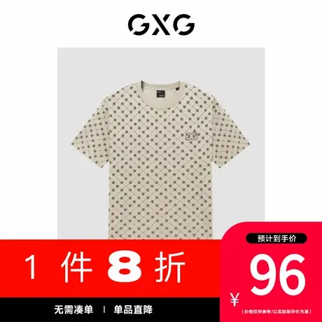 GXG男装[新尚]商场同款双色圆领短袖T恤时尚老花满印 夏季新品图片