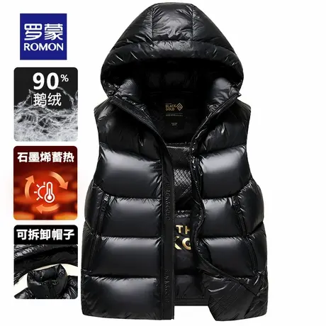 罗蒙鹅绒羽绒马甲男女同款2025秋冬季新款短款外穿马夹羽绒服外套商品大图